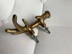 Poignée de porte en laiton doré bois de cerf