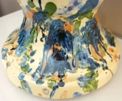 Pomme de pin, céramique, terre cuite émaillée, couleurs mêlées, vives,32cm
