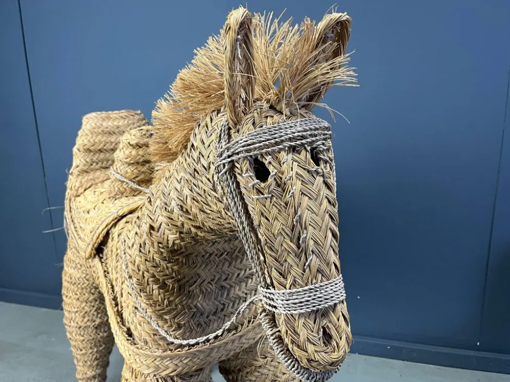 Poney/cheval en paille espagnole vintage à taille réelle, années 1960.