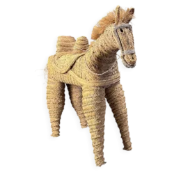 Poney/cheval en paille espagnole vintage à taille réelle, années 1960.