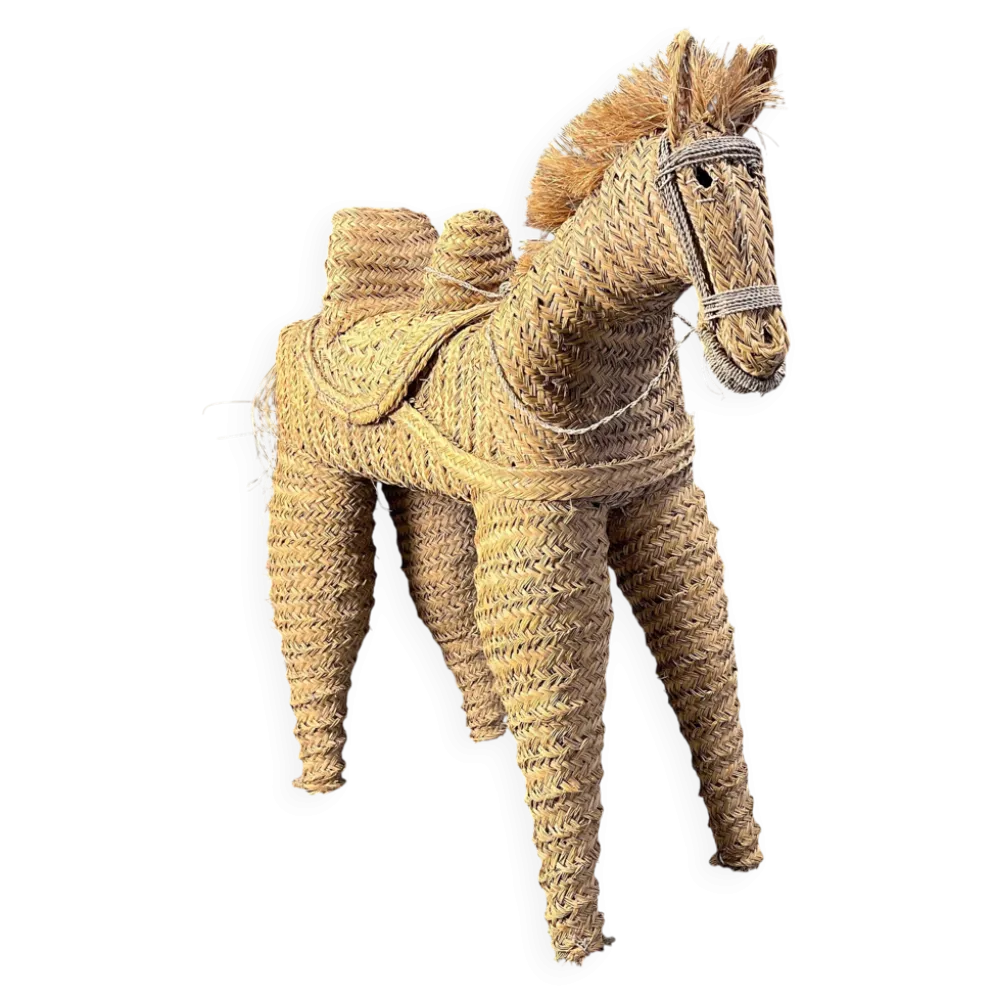 Poney/cheval en paille espagnole vintage à taille réelle, années 1960.