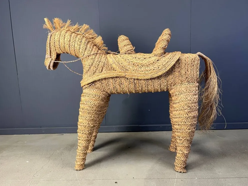 Poney/cheval en paille espagnole vintage à taille réelle, années 1960.