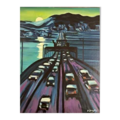 Pont à Seattle- Peinture à l'huile-Jérôme Dreyfus-1992