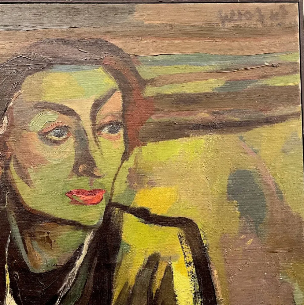 Portait de femme Fauviste, tableau huile sur toile 1947, LUC PEROT 'Colette