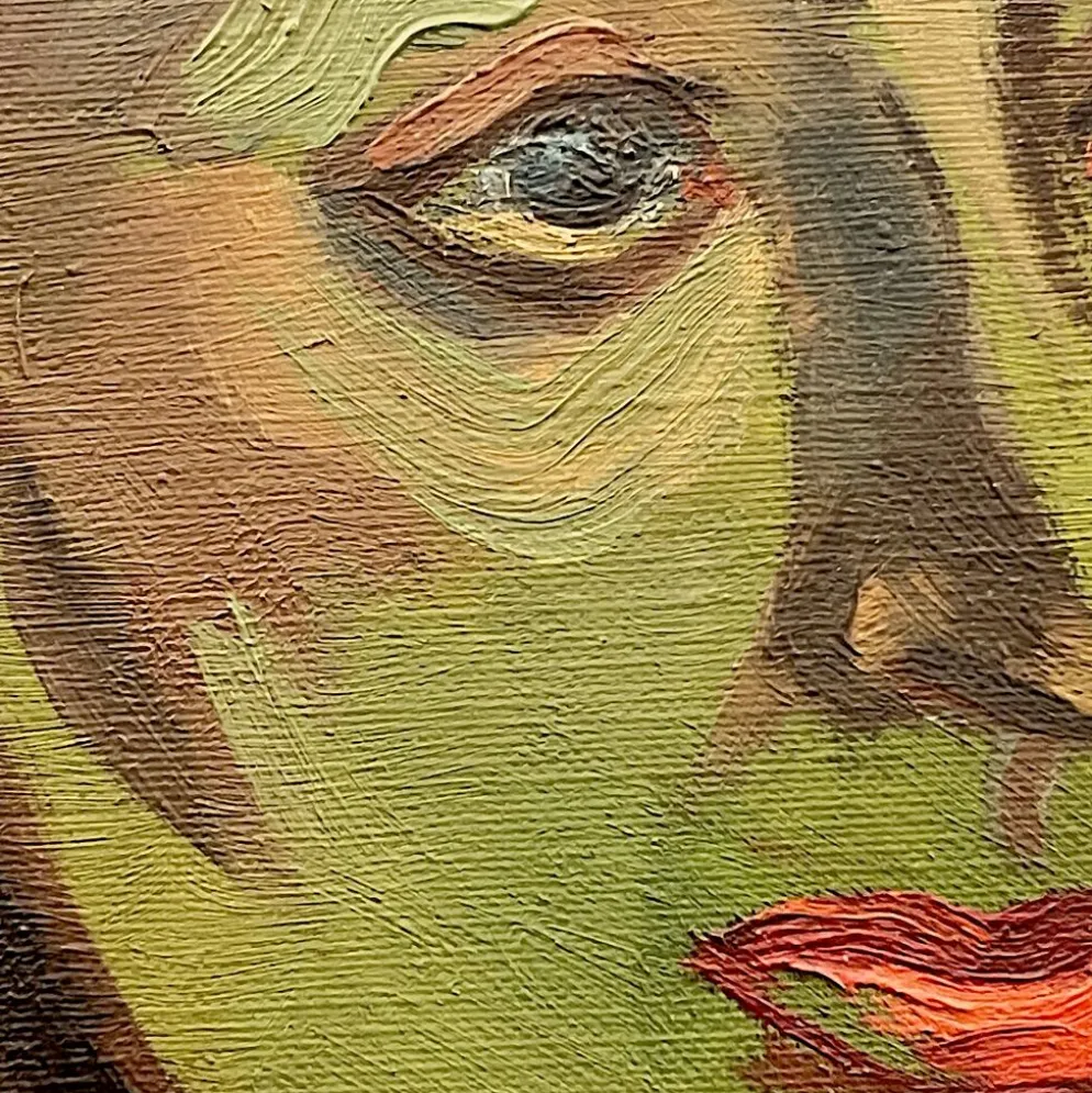 Portait de femme Fauviste, tableau huile sur toile 1947, LUC PEROT 'Colette