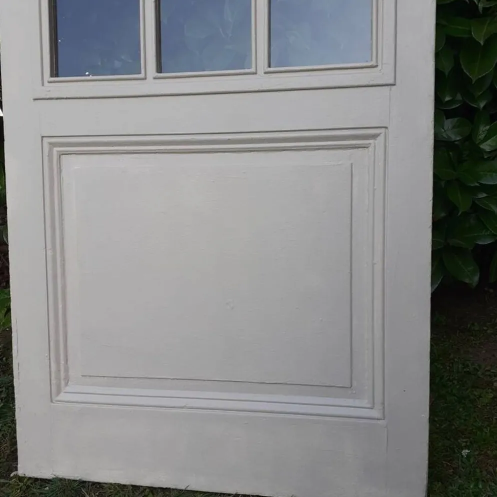 Porte ancienne de communication vitrée moulurée 218,5x83 15 petits carreaux