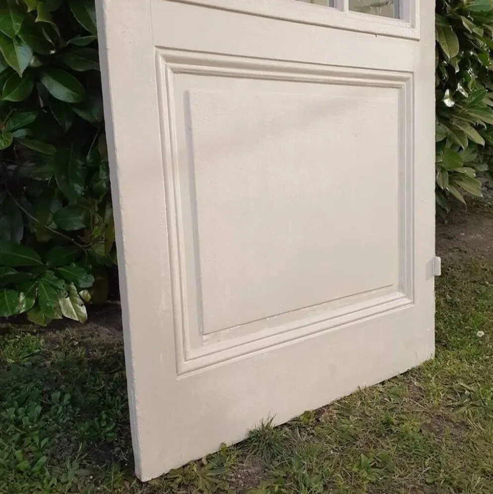 Porte ancienne de communication vitrée moulurée 218,5x83 15 petits carreaux
