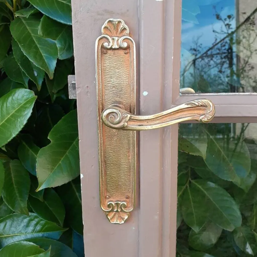Porte ancienne de communication vitrée moulurée 221x83cm 15 petits carreaux