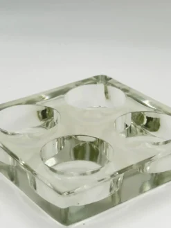 Porte-bougies chauffe-plat vintage en verre massif à 4 lumières