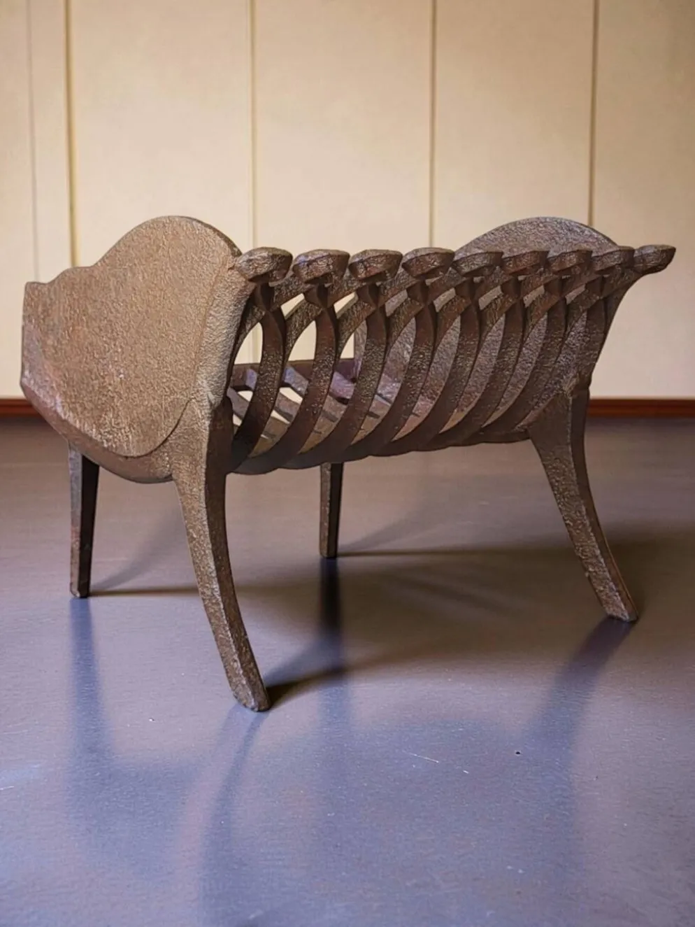 Porte-buche corbeille de cheminée en fonte