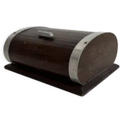Porte-cigarettes vintage 1960 distributeur bois métal doré - 16 x 13 cm