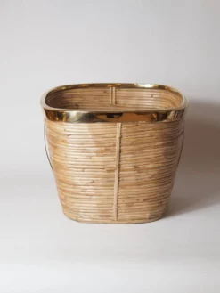 Porte-crayons de style italien vintage et jardinière ou panier en laiton