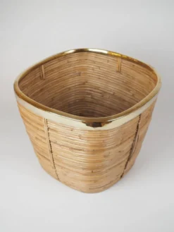 Porte-crayons de style italien vintage et jardinière ou panier en laiton