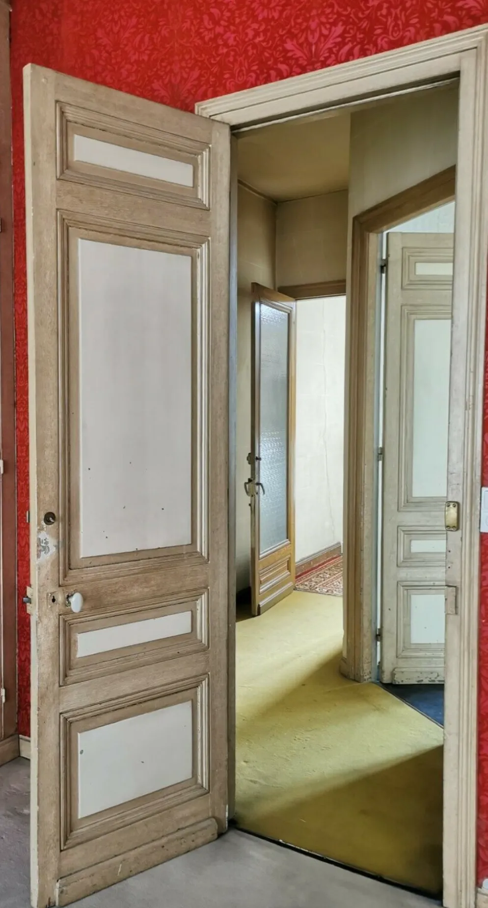Porte de passage double face en sapin patiné XX siècle