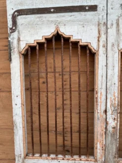 Porte de patio art déco en teck birman avec patine d'origine