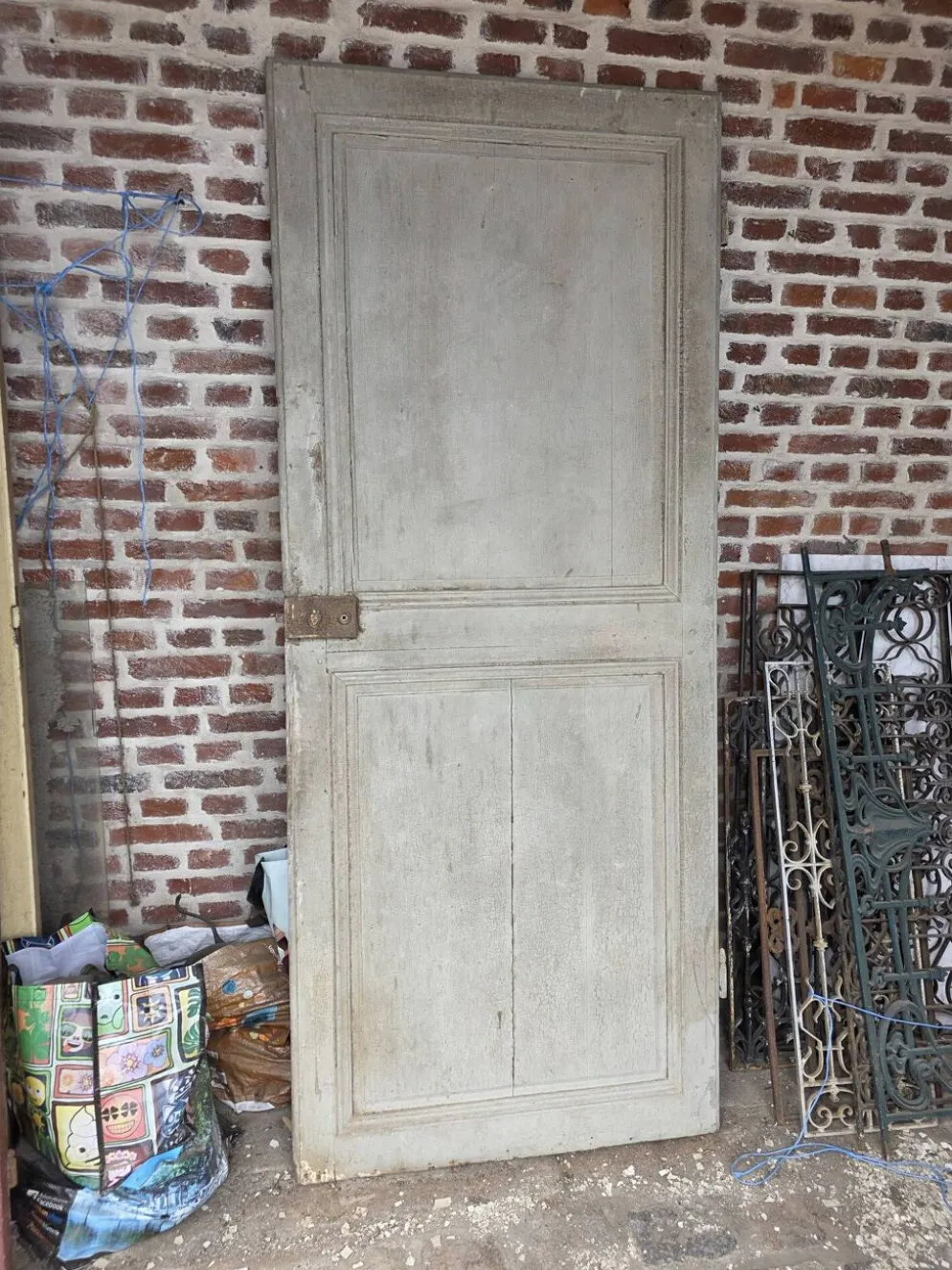 Porte de séparation XIXe double face en chêne