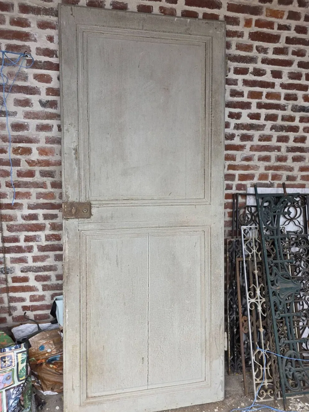 Porte de séparation XIXe double face en chêne