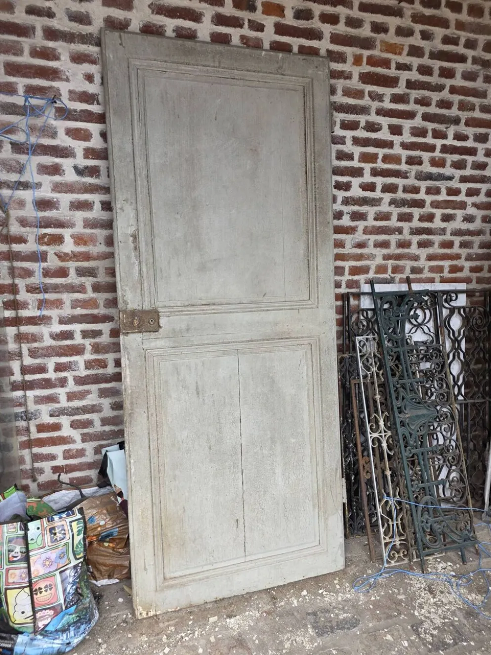 Porte de séparation XIXe double face en chêne