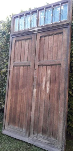Porte double d’entrée 227x142,2cm chêne serrure multipoints et son cadre
