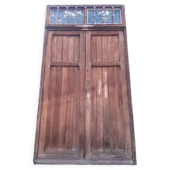 Porte double d’entrée 227x142,2cm chêne serrure multipoints et son cadre
