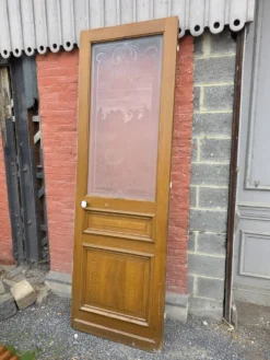 Porte en verre gravé fin XIXe