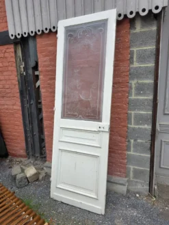 Porte en verre gravé fin XIXe
