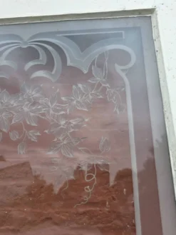 Porte en verre gravé fin XIXe