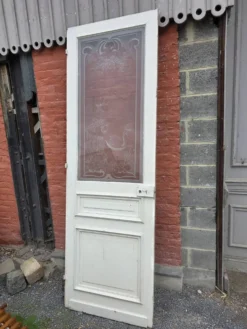 Porte en verre gravé fin XIXe