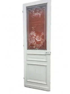 Porte en verre gravé fin XIXe