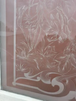 Porte en verre gravé fin XIXe