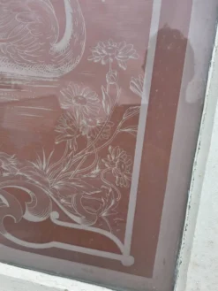 Porte en verre gravé fin XIXe