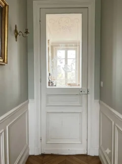 Porte en verre gravé fin XIXe