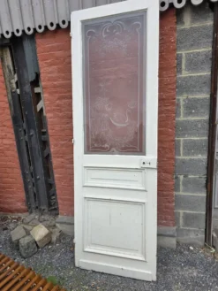 Porte en verre gravé fin XIXe