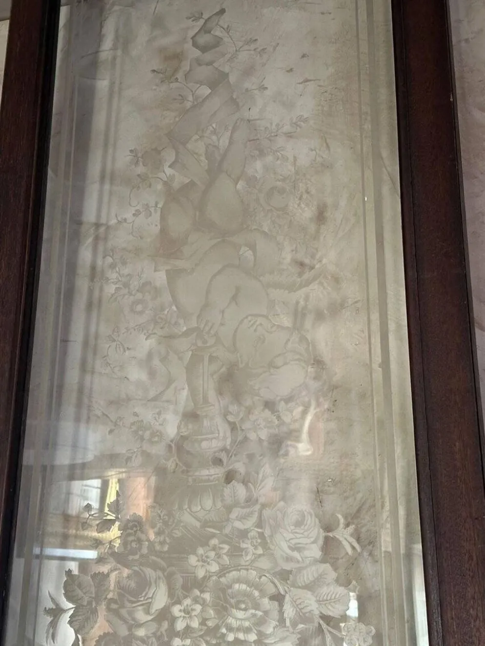 Porte en verre gravé, 1890s