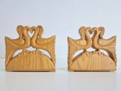 Porte-livres en bois vintage faits à la main, ensemble de 2