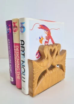 Porte-livres en bois vintage faits à la main, ensemble de 2