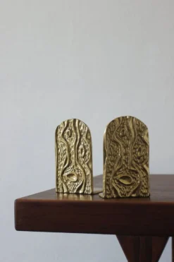 Porte-livres en laiton de style mid-century moderne, années 1960, ensemble de 2