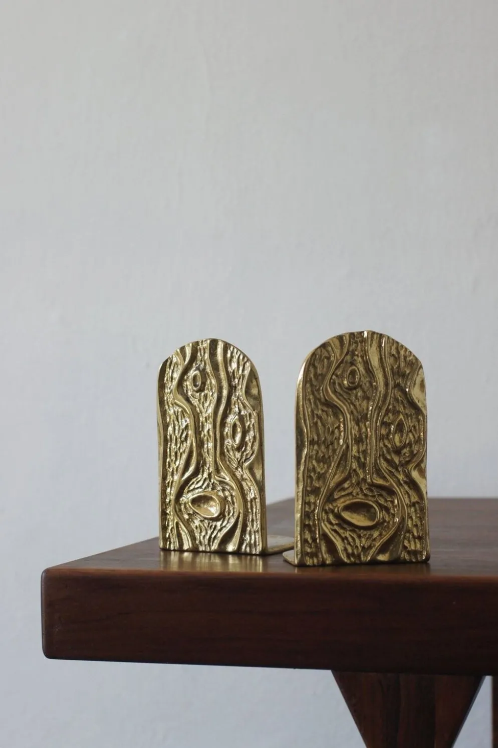 Porte-livres en laiton de style mid-century moderne, années 1960, ensemble de 2