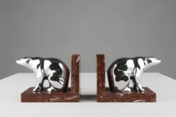Porte-livres en marbre et métal Art Déco, France années 1930