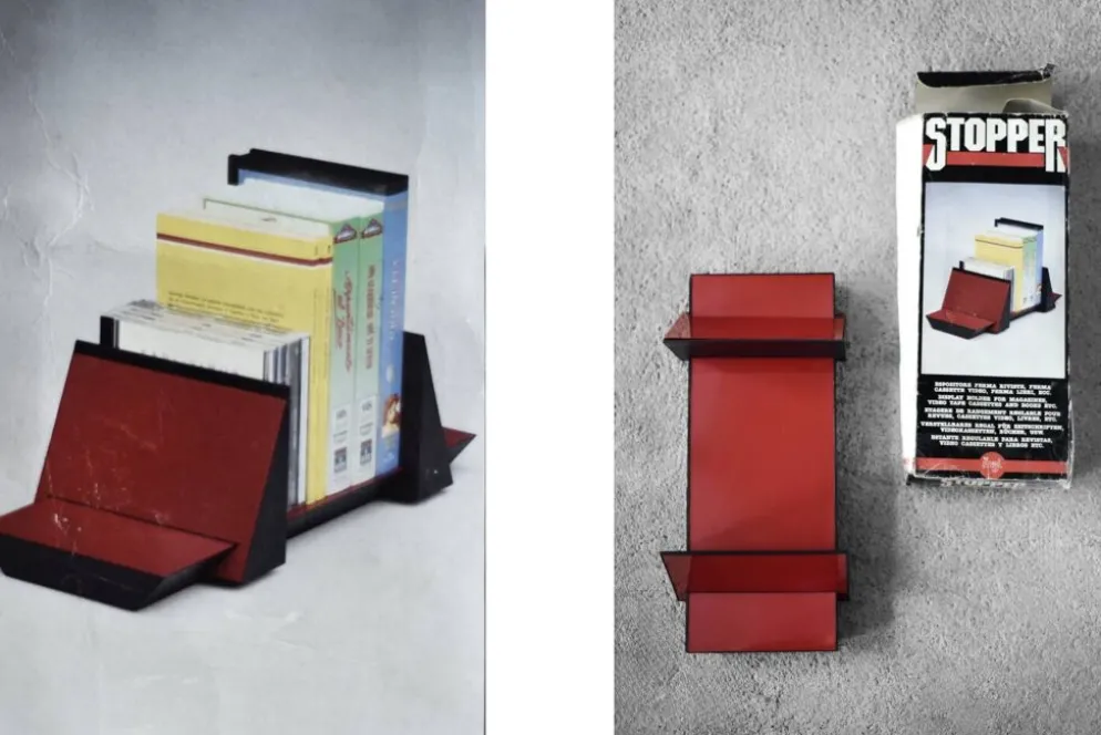 Porte-livres en plastique rouge Vintage Mid-Century Italian Modern Space Age