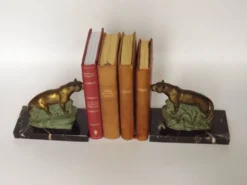 Porte-livres panthère Art Déco français vintage - Porte-livres en marbre et métal