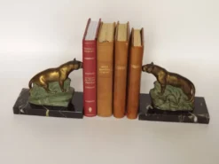 Porte-livres panthère Art Déco français vintage - Porte-livres en marbre et métal