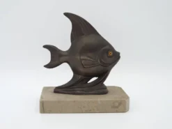 Porte-livres vintage français Art Déco en forme de poisson - Porte-livres en marbre et en spelter
