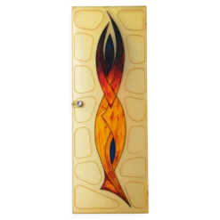 Porte moderniste en fibre de verre avec art abstrait, Belgique années 1960