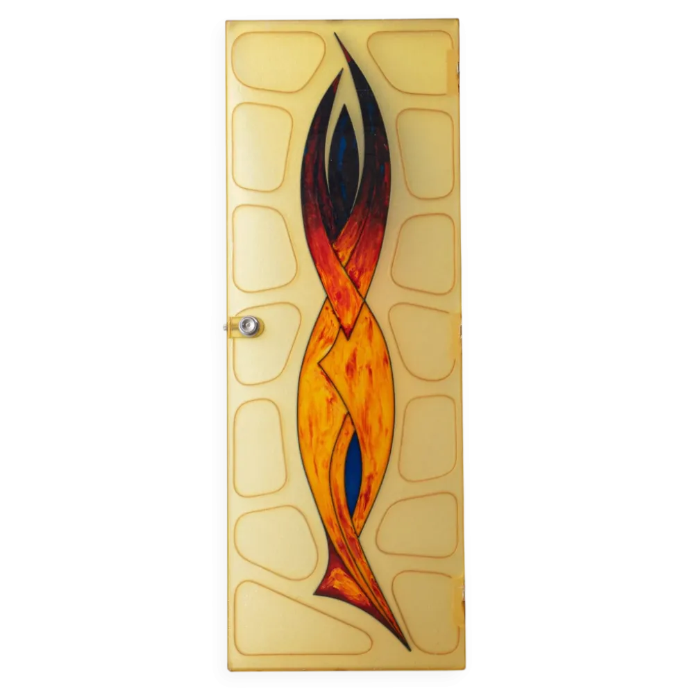 Porte moderniste en fibre de verre avec art abstrait, Belgique années 1960