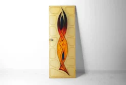 Porte moderniste en fibre de verre avec art abstrait, Belgique années 1960