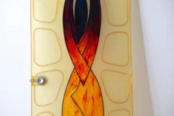 Porte moderniste en fibre de verre avec art abstrait, Belgique années 1960