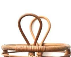 Porte-parapluie avec poignées en rotin et bambou, années 70