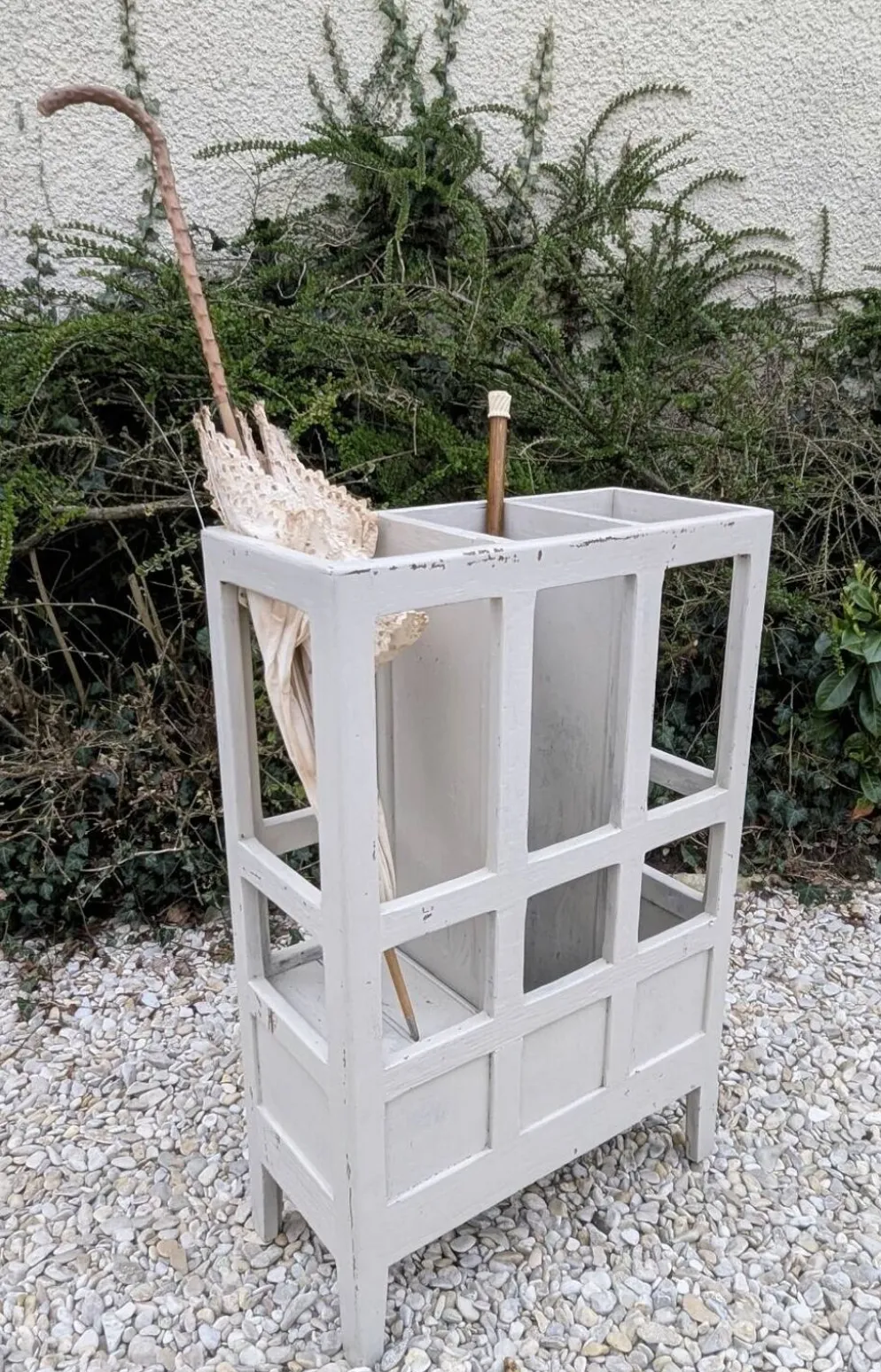 Porte parapluie/canne en Bois bistrot Patine 1900 Shabby Gustavien