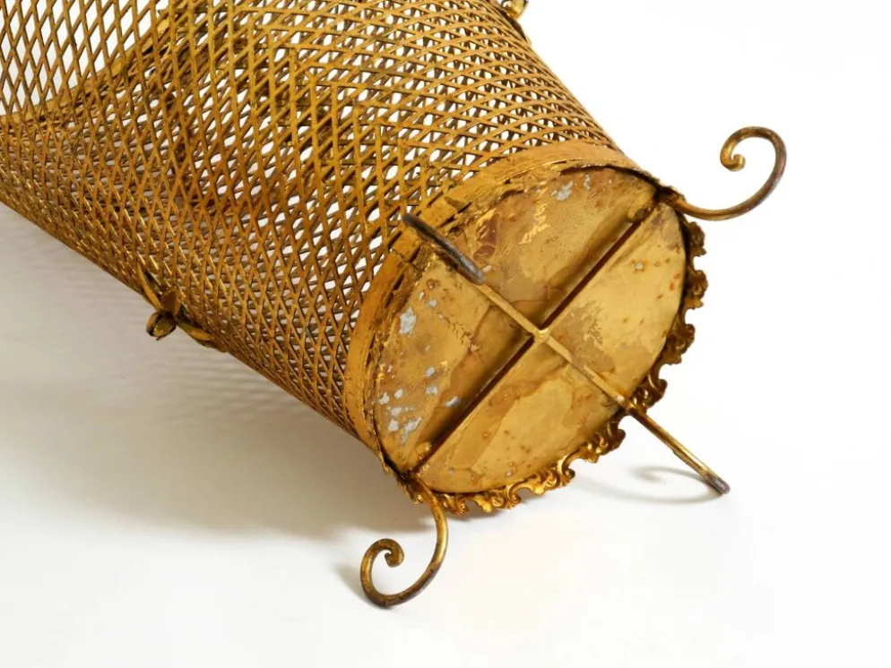 Porte-parapluie de style Régence en métal doré, Italie années 1960